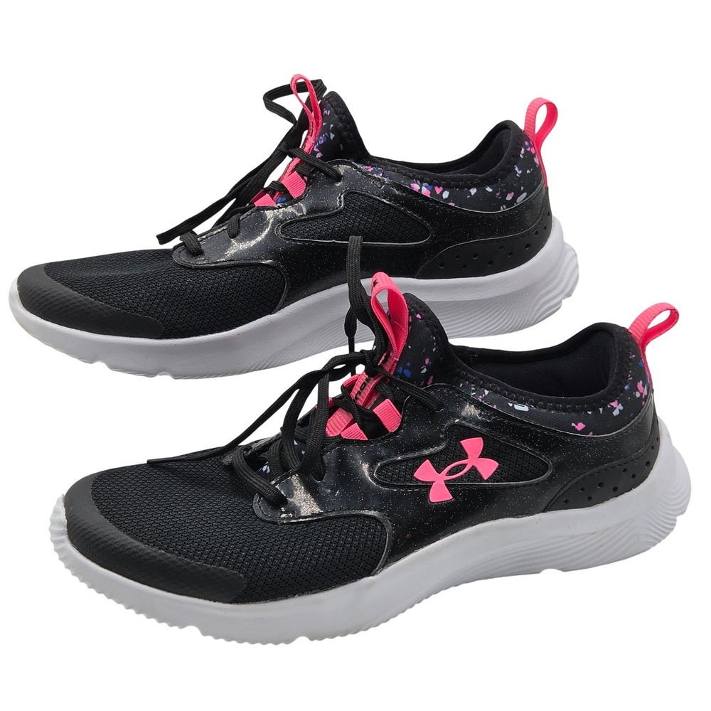 Under Armour Mojo 2 Running Shoes Youth 6Y Black Pink Splatter 3026166-001